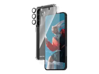 PanzerGlass - 3-i-1 beskyttelsespakke - baksidedeksel for mobiltelefon ultrabred passform med EasyAligner - D3O Bio, 100 % resirkulert plast - med skjerm- og linsebeskytter - for Samsung Galaxy S24