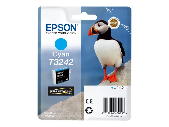 Epson T3242 - 14 ml - cyan - original blekkpatron - for SureColor P400, SC-P400 