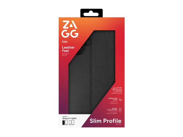 Zagg - Lommebok for mobiltelefon folio lær svart Apple iPhone 17