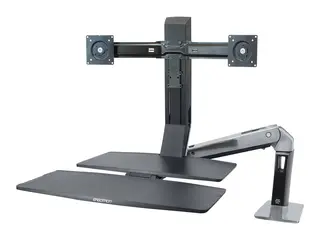 Ergotron WorkFit-A Dual Workstation With Worksurface St&#229;ende skrivebordomformer - polert aluminium, svart