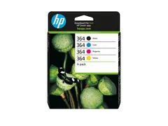 HP 364 - 4-pack - svart, gul, cyan, magenta original - blekkpatron - for Deskjet 35XX; Photosmart 55XX, 55XX B111, 65XX, 7510 C311, 7520, Wireless B110