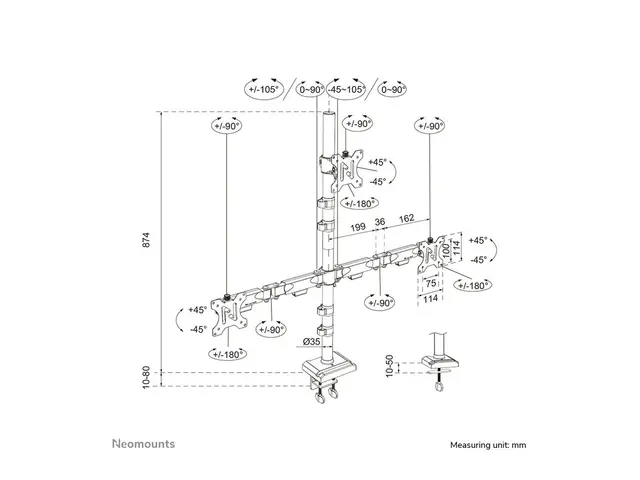 Neomounts - Monteringssett (skjermarm, maljeklemme) - full bevegel...