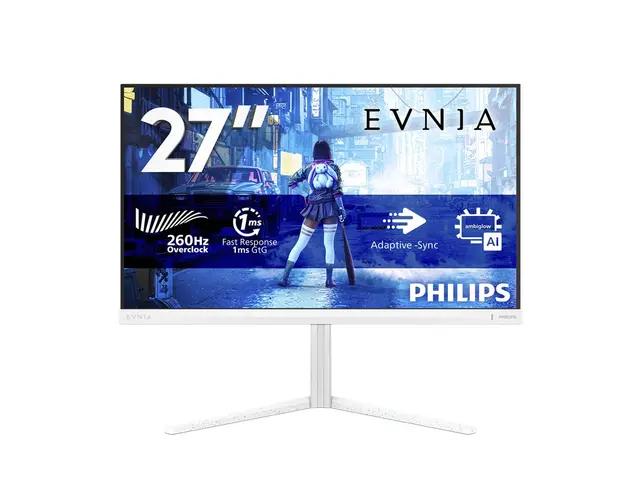 Philips Evnia 5000 27M2N5201P - LED-skjerm gaming - 27" - 1920 x 1080 Full HD (1080p) @ 240 Hz - Fast IPS - 1000:1 - HDR10 - 0.3 ms - 2xHDMI, DisplayPort - hvit 
