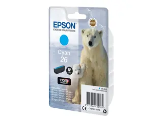 Epson 26 - 4.5 ml - cyan - original - blister blekkpatron - for Expression Premium XP-510, 520, 600, 605, 610, 615, 620, 625, 700, 710, 720, 800, 810, 820
