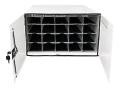 LEBA NoteBox Phones 20 - Kabinettenhet for 20 mobiltelefoner / mobile enheter / h&#229;ndholdte enheter - l&#229;sbar - st&#229;l - hvit - veggmonterbar, skrivebord - utgang: AC 230 V