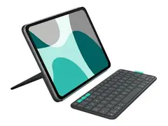 Logitech Flip Folio - Tastatur og folioveske full size - trådløs - Bluetooth 5.1 LE - QWERTY - Engelsk - grafitt - for Apple 10.9-inch iPad Air (5th generation); 11-inch iPad Air (M2, M3); 11-inch iPad Pro (M4, M5)