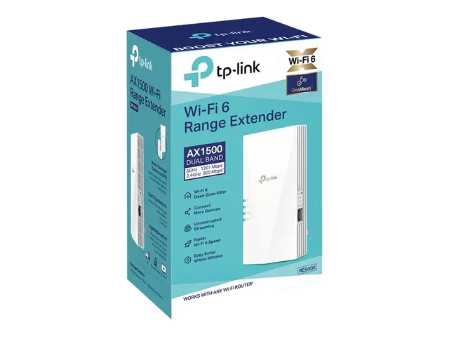 TP-Link RE500X V1 - Rekkeviddeutvider for Wi-Fi 1GbE 6 2.4 GHz, 5 GHz