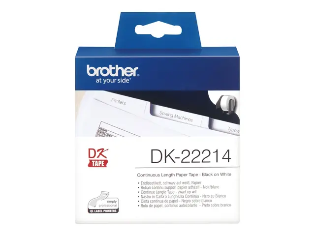 Brother DK-22214 - Hvit Rull (1,2 cm x 30,5 m) termisk papir for Q...
