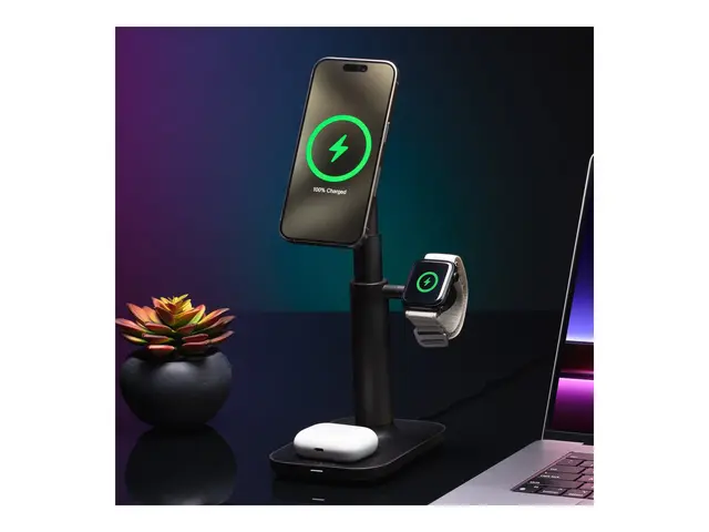 mophie 3-in-1 - Trådløst ladestativ uttrekkbar, med MagSafe + AC-s...