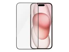 PanzerGlass - Skjermbeskyttelse for mobiltelefon ultrabred passform - glass - rammefarge svart - for Apple iPhone 15