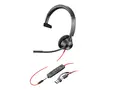 Poly Blackwire 3315 - Blackwire 3300 series hodesett - on-ear - kablet - 3,5 mm jakk, USB-C - svart - UC-sertifisert, Certified for Microsoft Teams
