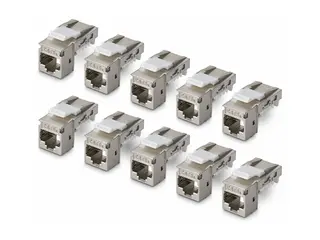 Startech - Trapes-jakk - shielded, 90°, toolless CAT 6a - STP - RJ-45 - sølv - TAA-samsvar (en pakke 10)