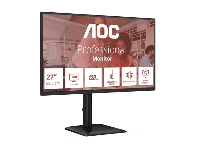AOC 27E4CV - LED-skjerm - 27" - 1920 x 1080 Full HD (1080p) @ 120 Hz IPS - 300 cd/m² - 1500:1 - 4 ms - HDMI, DisplayPort, USB-C - høyttalere - svart 