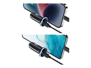 Anker 323 - Bilstr&#248;madapter - 52.5 watt - 3 A IQ 3.0, Fast Charge - 2 utgangskontakter (USB, 24 pin USB-C) - svart