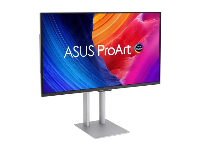 ASUS ProArt PA27UCDMR - OLED-skjerm - 27" (26.5" synlig) 3840 x 2160 4K @ 240 Hz - 1000 cd/m² - 1500000:1 - HDR10 - 0.1 ms - Thunderbolt 4, HDMI, DisplayPort - høyttalere - sølv 