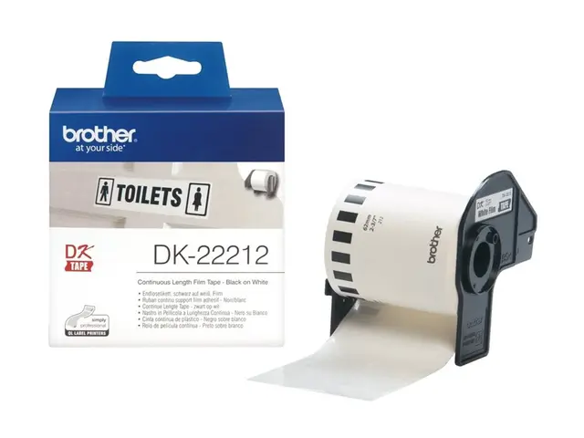 Brother DK-22212 - Permanet adhesiv hvit Rull (6,2 cm x 15,2 m) ta...