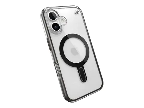 Speck Presidio Perfect-Clear - Baksidedeksel for mobiltelefon MagSafe-samsvar - hard polykarbonat, bl&#248;t termoplastpolyuretan (TPU) - klar/oppfryst svart - for Apple iPhone 16