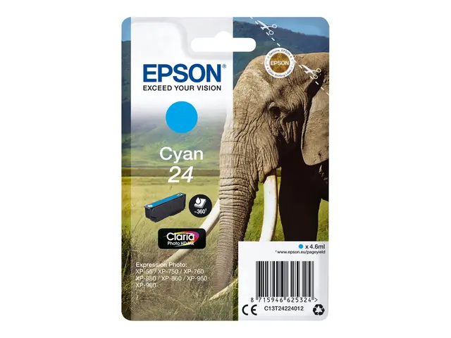 Epson 24 - 4.6 ml - cyan - original - blekkpatron - for Expression...