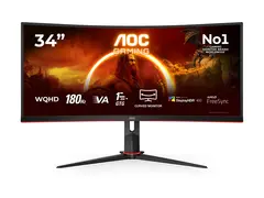 AOC Gaming CU34G2XP/BK - LED-skjerm - gaming kurvet - 34" - 3440 x 1440 WQHD @ 180 Hz - VA - 4000:1 - DisplayHDR 400 - 1 ms - 2xHDMI, 2xDisplayPort - svart