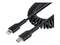 StarTech.com 1m (3ft) USB C to Lightning Cable, MFi Certified, Coiled iPhone Charger Cable, Black, Durable and Flexible TPE Jacket Aramid Fiber, Heavy Duty Coil Charging Cable Rugged USB Lightning Cable - Lightning-kabel - 1 m