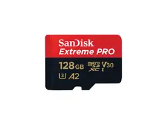 SanDisk Extreme Pro - Flashminnekort (microSDXC til SD-adapter inkludert) 128 GB - A2 / Video Class V30 / UHS-I U3 / Class10 - microSDXC UHS-I