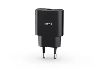 Unisynk Slim Wall Charger - Str&#248;madapter 20 watt - 3 A - PD 3.0 (24 pin USB-C) - svart