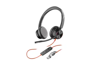 HP Poly Blackwire 8225 - Blackwire 8200 series hodesett - on-ear - kablet - aktiv støydemping - USB-C - svart - Zoom Certified, UC-sertifisert