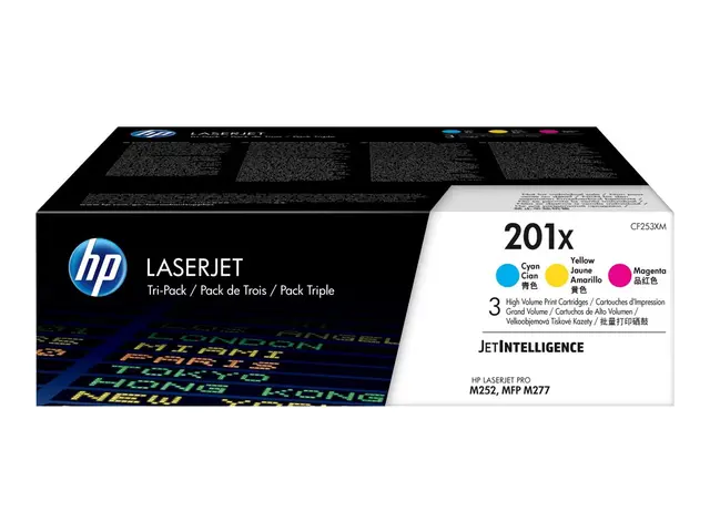 HP 201X - 3-pack Høy ytelse gul, cyan, magenta original LaserJet t...