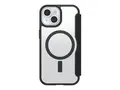 OtterBox React Folio Series - Lommebok for mobiltelefon MagSafe-samsvar - svart krystall (klar/svart) - for Apple iPhone 13, 14, 15