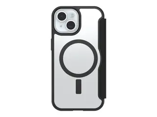 OtterBox React Folio Series - Lommebok for mobiltelefon MagSafe-samsvar - svart krystall (klar/svart) - for Apple iPhone 13, 14, 15
