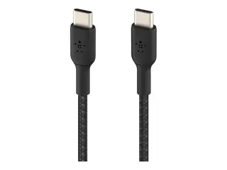 Belkin BoostCharge - USB-kabel - 24 pin USB-C (hann) til 24 pin USB-C (hann) USB 2.0 - 20 V - 3 A - 15 cm - USB Power Delivery (60W), flettet kabel - svart