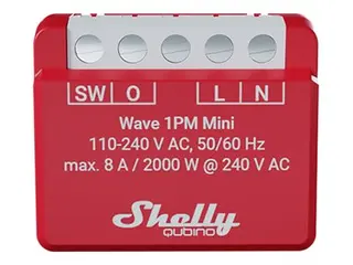Shelly Wave 1PM Mini - Smartsvitsj - 1 kanal trådløs - Z-Wave - 868.4 MHz - rød