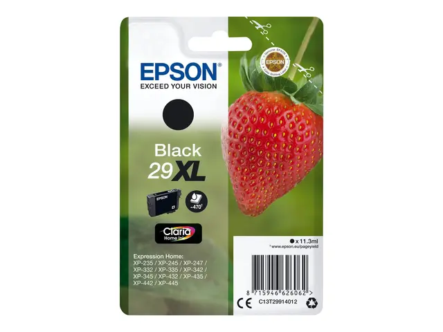 Epson 29XL - 11.3 ml - XL - svart - original - blære med RF/lyd-al...