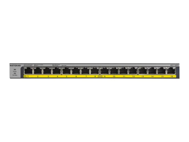 NETGEAR GS116LP - Switch - 16 x 10/100/1000 (PoE+) - stasjonær, ra...