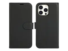 iiglo - Lommebok for mobiltelefon - 2-i-1 prima polyuretanlær - svart - for Apple iPhone 16 Pro Max