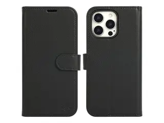 iiglo - Lommebok for mobiltelefon - 2-i-1 prima polyuretanlær - svart - for Apple iPhone 16 Pro Max