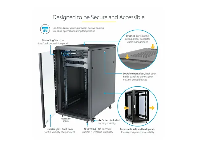 Startech 18U 19" Server Rack Cabinet, 4 Post Adjustable Depth (6-3...
