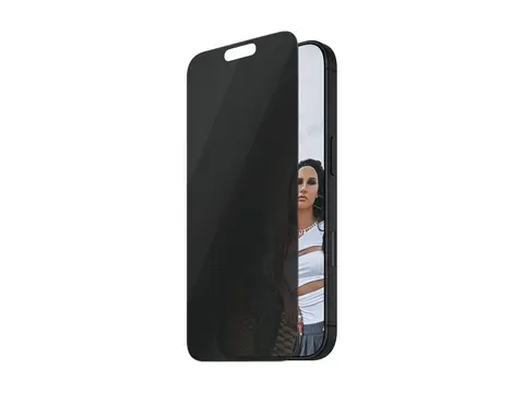 SAFE. by PanzerGlass - Skjermbeskyttelse for mobiltelefon ultrabred passform - glass - med personvernsfilter - 2-veis - for Apple iPhone 15 Plus, 16 Plus