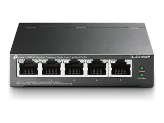 TP-Link TL-SG1005P - Switch - ikke-styrt 4 x 10/100/1000 (PoE) + 1 x 10/100/1000 - stasjonær - PoE (56 W)