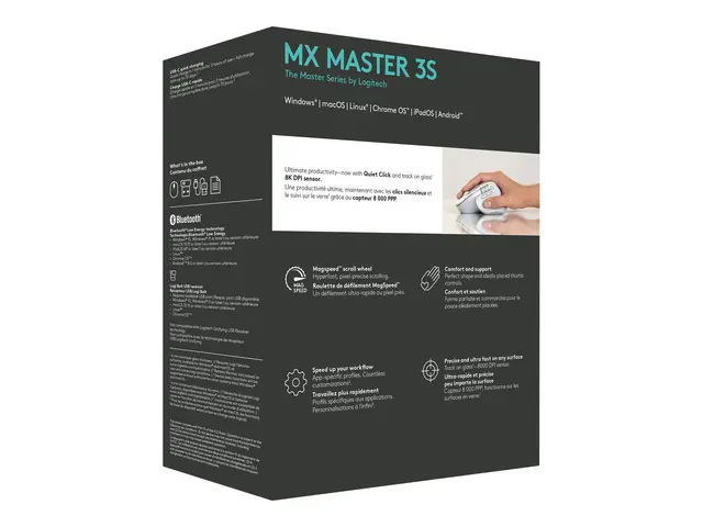 Logitech Master Series MX MASTER 3S - Mus ergonomisk optisk 7 knap...