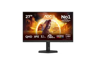 AOC Gaming Q27G4XF - LED-skjerm - gaming 27" - 2560 x 1440 QHD @ 180 Hz - Fast IPS - 300 cd/m² - 1000:1 - HDR10 - 0.5 ms - HDMI, DisplayPort - svart