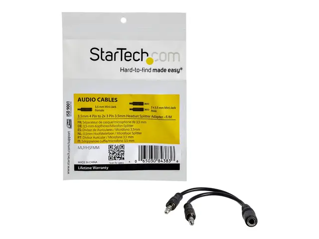 StarTech.com 3.5mm 4 Position to 2x 3 Headset Splitter Adapter - F...