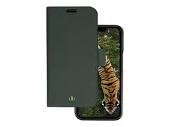 dbramante1928 New York - Lommebok for mobiltelefon rullesteinsbelagt fullnarvet bærekraftig skinn - eviggrønn - for Apple iPhone 14 Pro