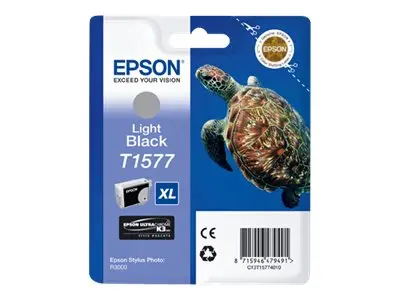 Epson T1577 - 25.9 ml - lys svart - original - blister - blekkpatr...