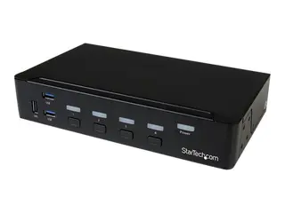 Startech 4 Port DisplayPort KVM Switch - DP KVM Switch with Audio and Built-in USB 3.0 Hub for Peripherals 4K 30Hz (SV431DPU3A2) - KVM / lyd / USB-svitsj - 4 porter - rackmonterbar