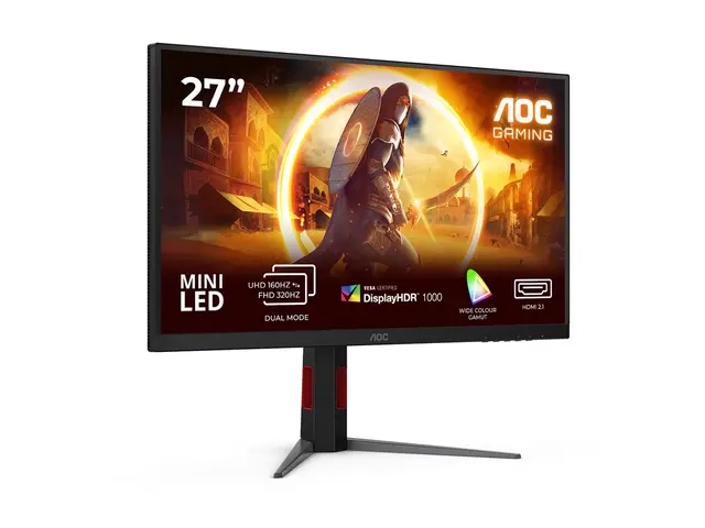 AOC Gaming U27G4XM - LED-skjerm gaming - 27" - 3840 x 2160 4K UHD (2160p) @ 160 Hz - Fast IPS - 1000 cd/m² - 1000:1 - DisplayHDR 1000 - 1 ms - 2xHDMI, DisplayPort - svart, rød 