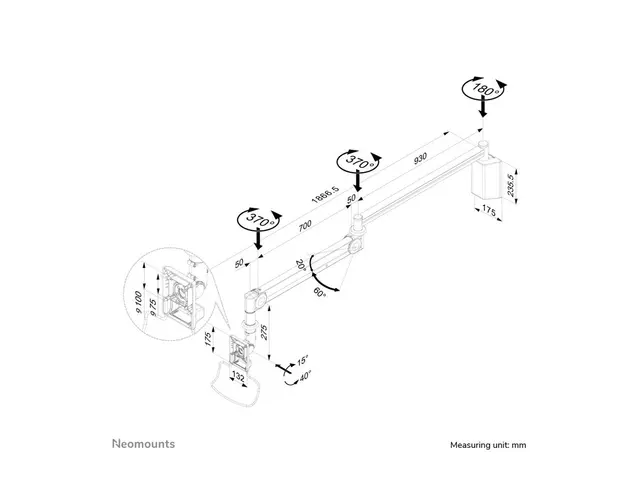 Neomounts FPMA-HAW100 - Brakett full bevegelse for LCD-skjerm medi...