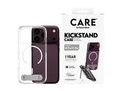 CARE by PanzerGlass - Beskyttende deksel for mobiltelefon med stativ - termoplast-polyuretan (TPU), polykarbonat (PC) - gjennomsiktig, hvit - for Apple iPhone 17 Pro, 18 Pro