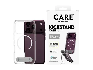 CARE by PanzerGlass - Beskyttende deksel for mobiltelefon med stativ - termoplast-polyuretan (TPU), polykarbonat (PC) - gjennomsiktig, hvit - for Apple iPhone 17 Pro, 18 Pro