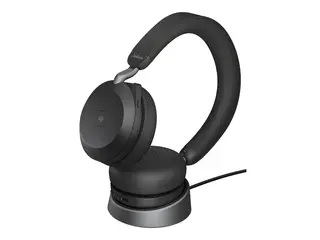 Jabra Evolve2 75 - Hodesett - on-ear Bluetooth - tr&#229;dl&#248;s - aktiv st&#248;ydemping - USB-C - lydisolerende - svart - med ladestativ - Certified for Microsoft Teams
